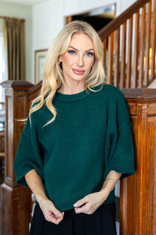 Cozy Darling Boxy Half Sleeve Midweight Knit Top