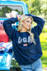 USA Vintage Varsity Cotton Blend Graphic Sweatshirt