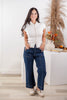 Feminine Flair Ribbed Mock Neck Button Down Top