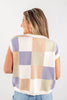 Off The Block Checkerboard Short Sleeve Sweater