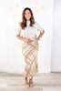 Catching Feelings Olive & Taupe Plaid Satin Midi Skirt