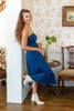 Indigo Breeze Smocked Strapless Denim Midi Dress