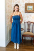 Indigo Breeze Smocked Strapless Denim Midi Dress