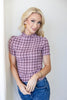 Check This Out Textured Mock Neck Checkered Top