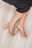 Crystal Clear Beige Ankle Strap Platform Heels