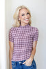 Check This Out Textured Mock Neck Checkered Top