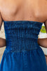 Indigo Breeze Smocked Strapless Denim Midi Dress