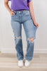 On Repeat Distressed Slim Wide Jeans