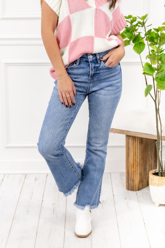 When in Rome Kick Flare Crop Mica Denim Jeans