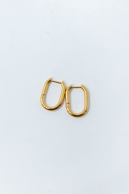 Sleek Luster Gold Oval Huggie Hoop Earrings