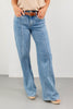 Clean Slate Vertical Seam Detail Wide Leg Jeans