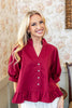 Effortlessly Chic Cotton Button Up Ruffle Peplum Hem Blouse