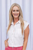 Yacht Day Striped Short Sleeve Button Down Top