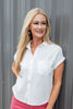 Dreamy Motion Short Sleeve Button Down Top