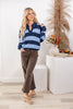 Good Mood Striped V-Neck Rugby Sweater