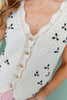 Sassy Stroll Embroidered Floral V-Neck Cotton Vest