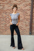 3 LENGTH Midnight Romance Lace Panel Flare Jeans