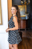 Midnight Confetti Black Polka Dot A-Line Sleeveless Dress