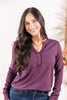 City Girl Chic Fleece Brushed Henley Top
