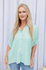 Classic Cutie Oversized Vertical Striped Short Sleeve Button Down Top