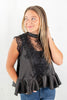 Love in Lace Satin & Lace Peplum A-Line Blouse