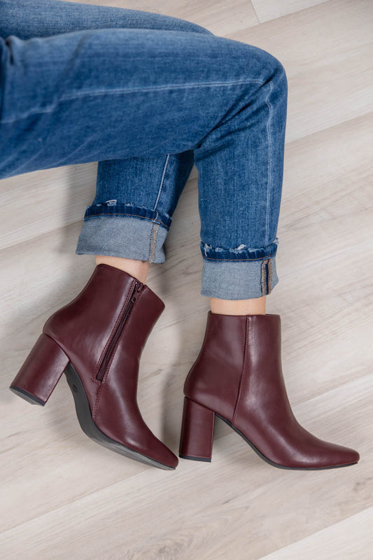 Square One Faux Leather Ankle Boots