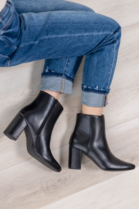 Square One Faux Leather Ankle Boots