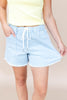 Knot Holding Back Drawstring Striped Shorts