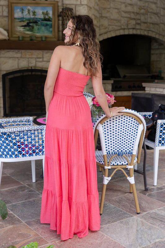 Happy Vibes Strapless Maxi Dress