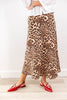 Wild Instinct Leopard Print Satin Midi Skirt