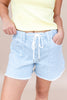 Knot Holding Back Drawstring Striped Shorts