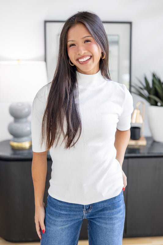 Timeless Touch Short Sleeve Mock Neck Sweater