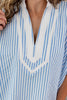 Classy & Sassy Sky Blue Vertical Striped Dolman Top