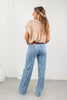 Clean Slate Vertical Seam Detail Wide Leg Jeans