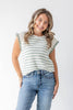 Sweetheart Stripes Flutter Sleeve Striped Knit Top