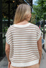 Soft Stripe Open Weave Ribbed Striped Knit Top