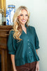 Effortlessly Chic Cotton Button Up Ruffle Peplum Hem Blouse