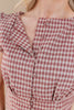 Wicked Sweet Plaid Puff Sleeve Button Front Cotton Top