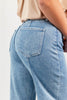 Clean Slate Vertical Seam Detail Wide Leg Jeans