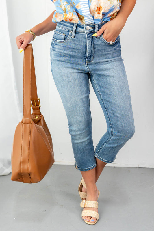 Take The Lead Tummy Control Classic Capri Jeans