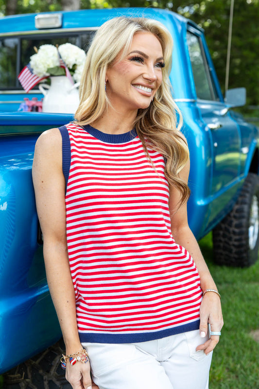 Liberty Lines Red White & Blue Striped Tank Top