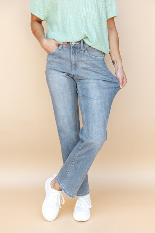 Pacific Fog Gray Wash Crop Jeans