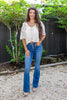 Dream Catcher Mid Rise Trouser Hem Flare Jeans