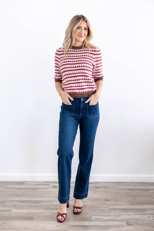Blue Mood Dark Wash Patch Pocket Wide Leg Jeans *PREORDER*