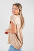 Current Mood Satin Cap Sleeve Collared Blouse