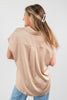 Current Mood Satin Cap Sleeve Collared Blouse
