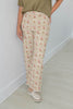 Rosebud Romance Jacquard Rose Garden Print Wide Leg Pants