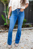 Dream Catcher Mid Rise Trouser Hem Flare Jeans