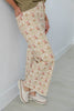 Rosebud Romance Jacquard Rose Garden Print Wide Leg Pants