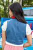 Saddle Up Sleeveless Button Front Cotton Denim Vest